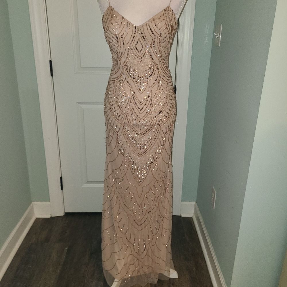 Jump Apparel Sequin Spagettu Strap Evening Gown - Picture 5 of 13